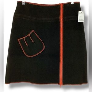 Beebop & Wally Dark Green Wool Skirt Mini Zipper Indie academia